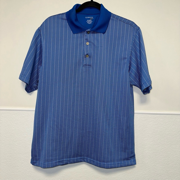 Men's George Golf Polo Shirt Medium Blue Striped (38/40) Short Sleeve - Picture 5 of 9